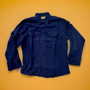 Vintage Oakton Ltd Flannel Shirt Mens L Button Up Long Sleeve Made In USA Blue
